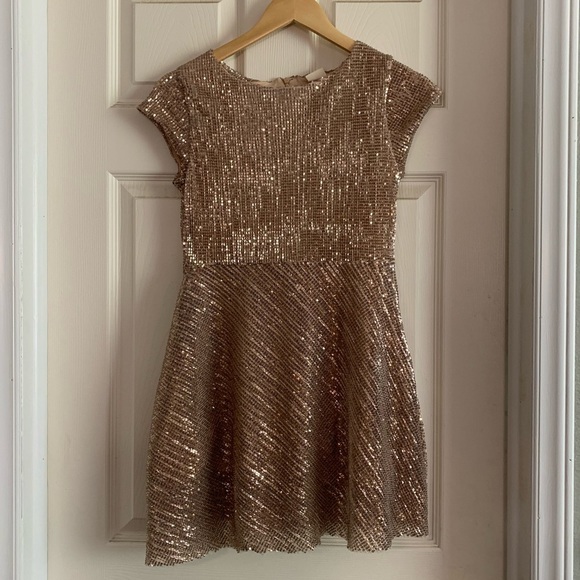 Zara Girls Casual Collection Metallic Rose Gold Sequins Size 11/12a - Picture 13 of 16